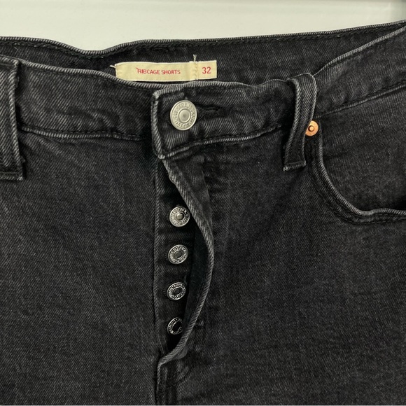 Levi’s Premium Ribcage Denim Shorts Washed Black Bayou High Waisted Plus Size 32 - Picture 11 of 16